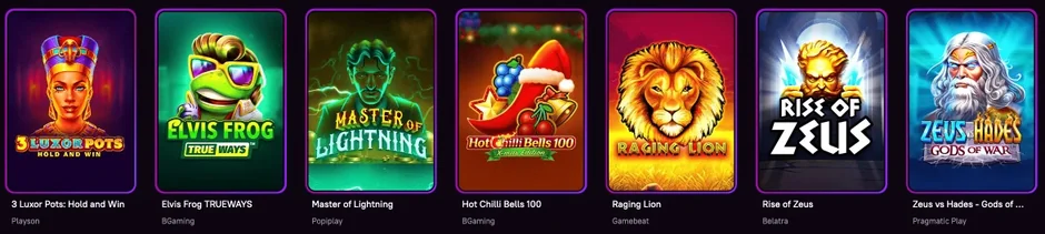 Browse popular slot games.