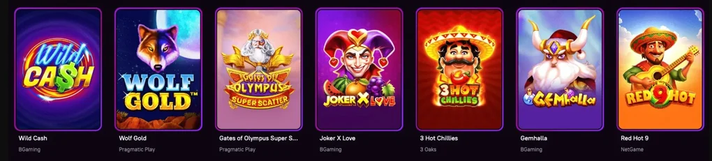 Browse popular casino slots.