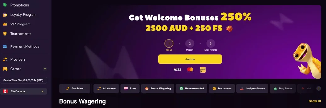 Claim welcome bonus offer.